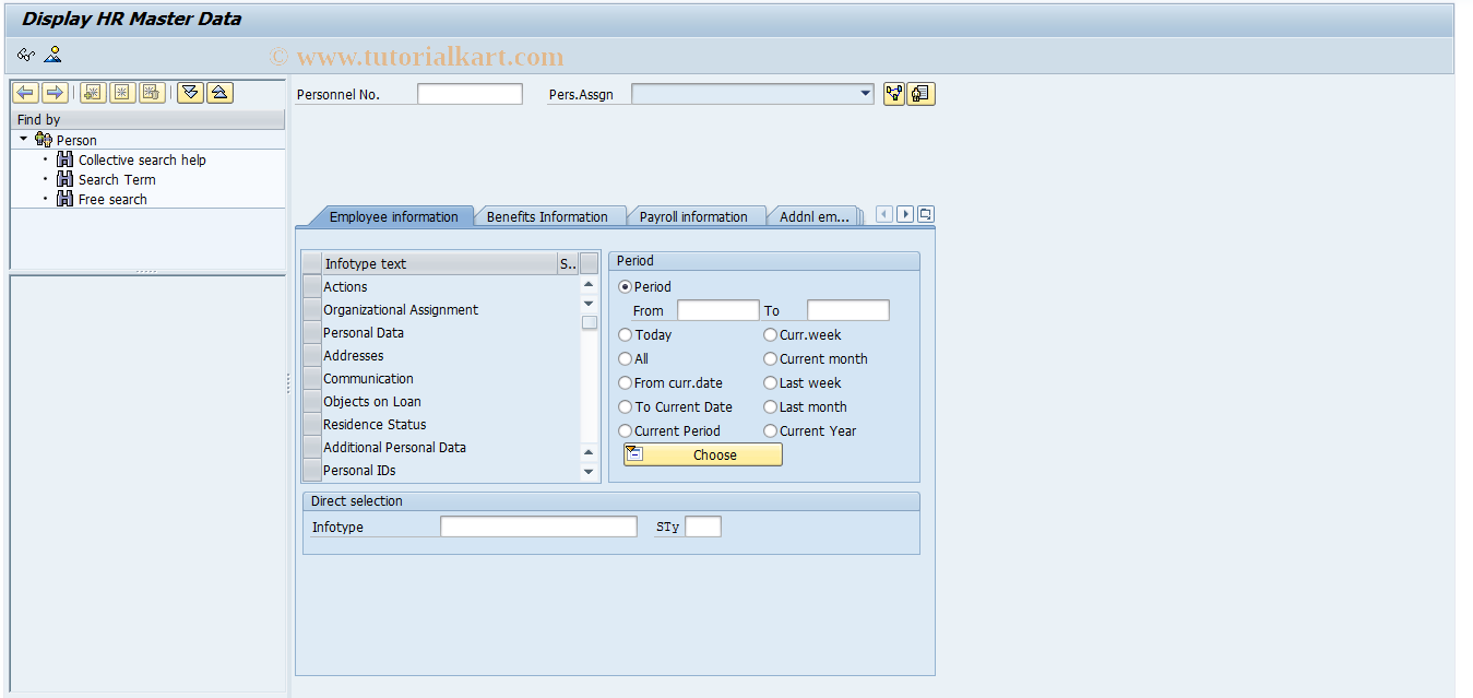 SAP TCode PA20 - Display HR Master Data