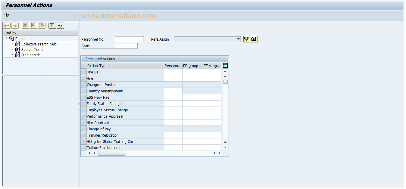 SAP TCode PA40 - Personnel Actions
