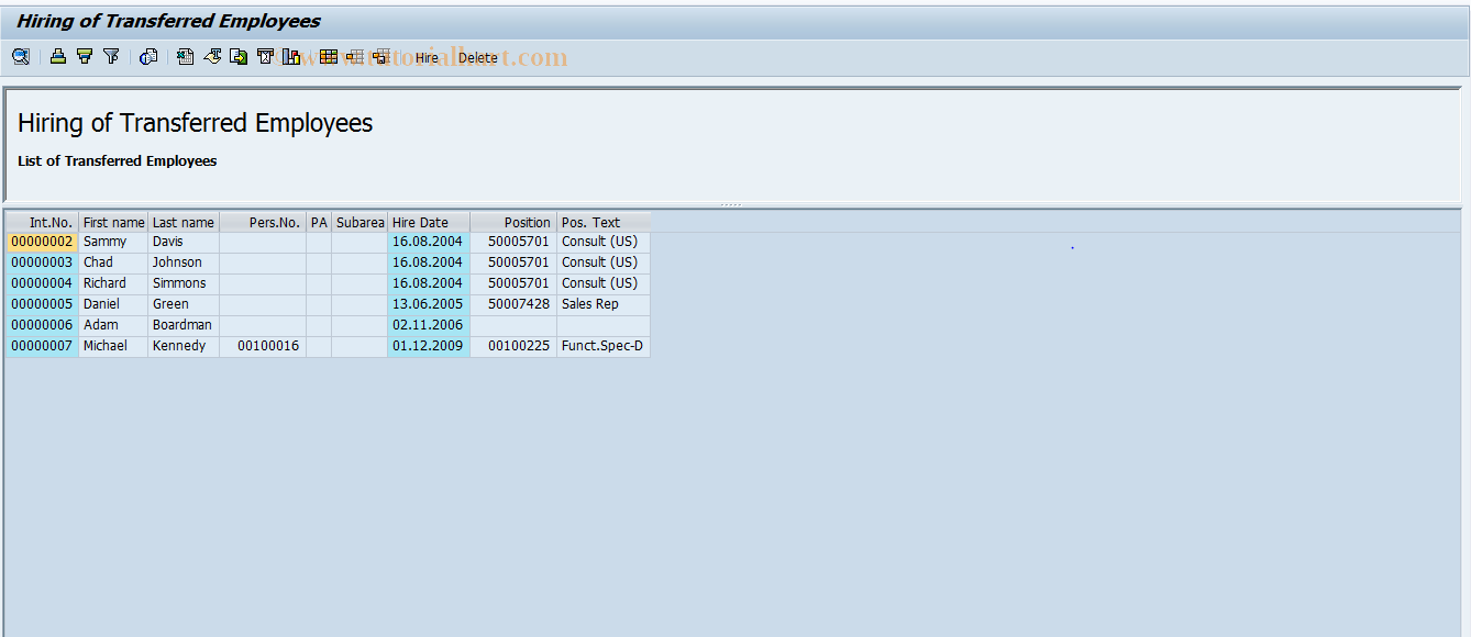 SAP TCode PA48 - Hiring from External System