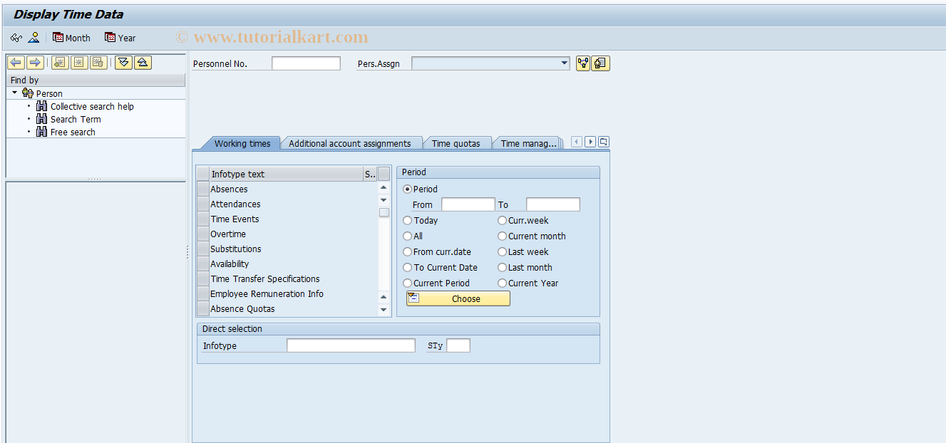 SAP TCode PA51 - Display Time Data