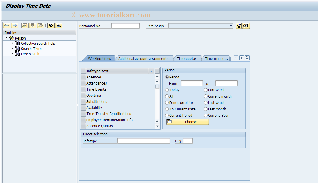 SAP TCode PA53 - Display Time Data
