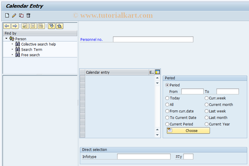 PA64 SAP Tcode Calendar Entry Transaction Code