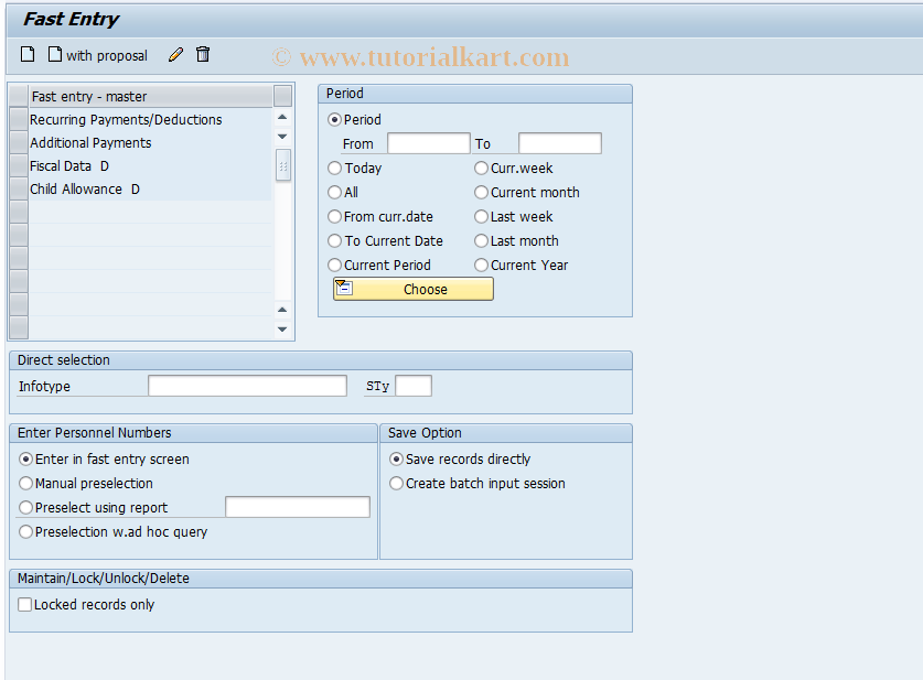 SAP TCode PA70 - Fast Entry