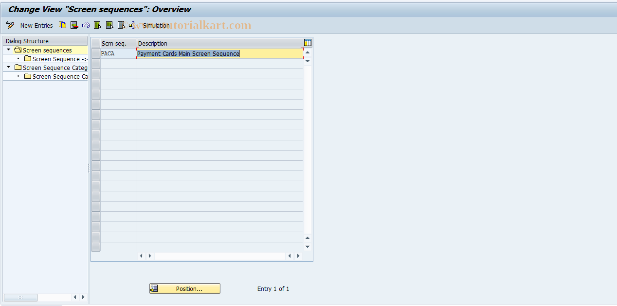 SAP TCode PAC0006 - Screen sequences
