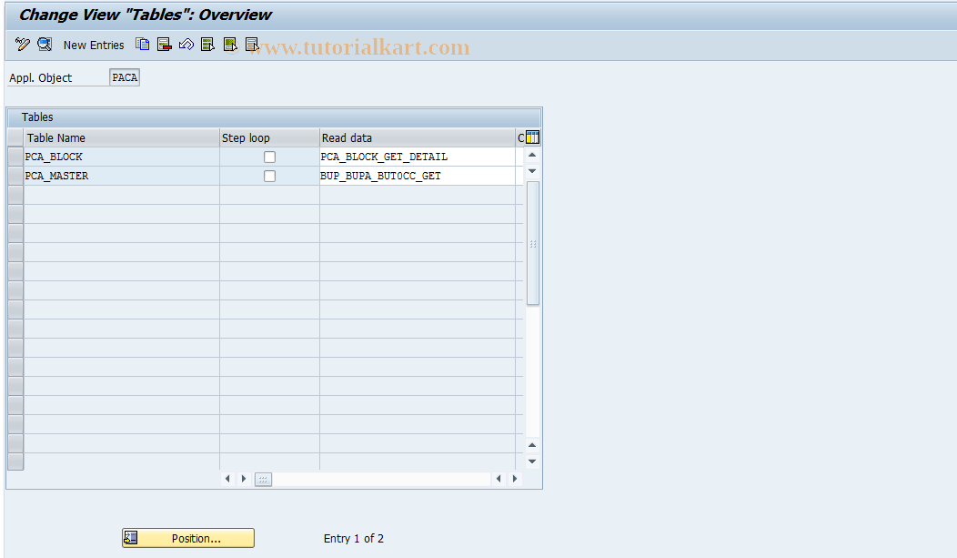 SAP TCode PAC0016 - Tables