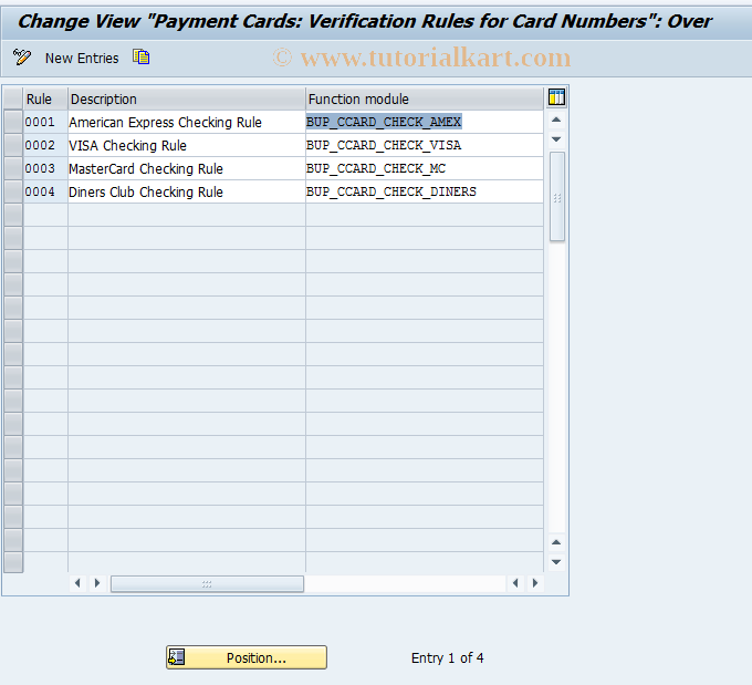 SAP TCode PACC1 - Assign checking rule