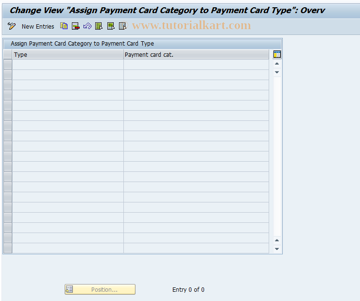 SAP TCode PACC4 - Assignment BDT Payment Card Category /Typ
