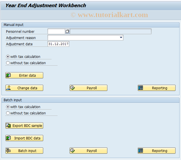 SAP TCode PAKY - Adjustments Workbench (excl. adjust)