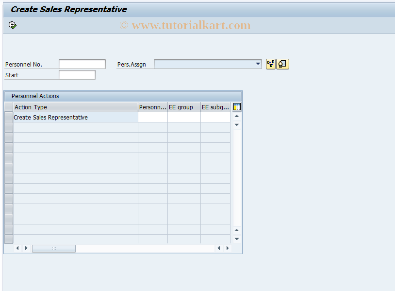 SAP TCode PAL1 - Create Sales Representative