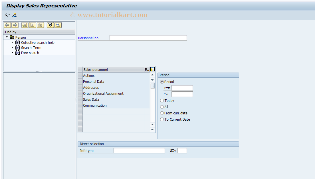 SAP TCode PAL2 - Display Sales Representative