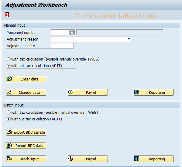 SAP TCode PAUX - Adjustment Workbench