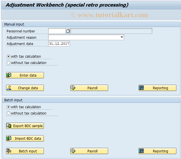 SAP TCode PAUY - Adjustment Workbench (retro proc.)