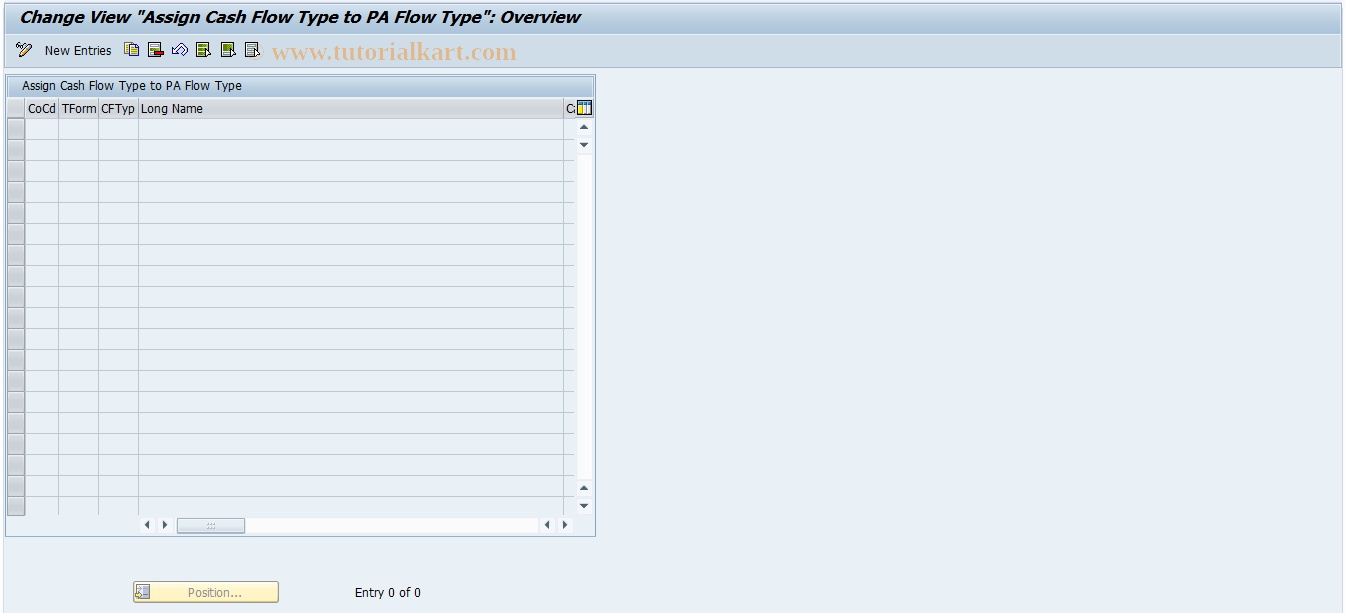 SAP TCode PA_CFTYPMAP_GE - Map PA Flow Type to CF Flow Type