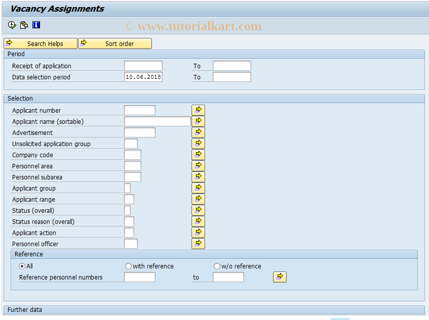 SAP TCode PBA3 - Applicant vacancy assignment list