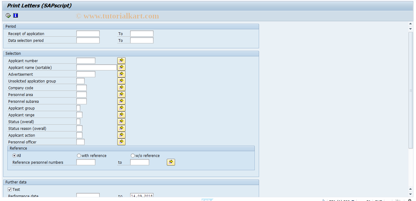 SAP TCode PBA5 - Recurring tasks: Print letters