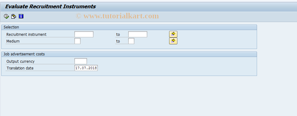 SAP TCode PBAA - Evaluate recruitment instrument