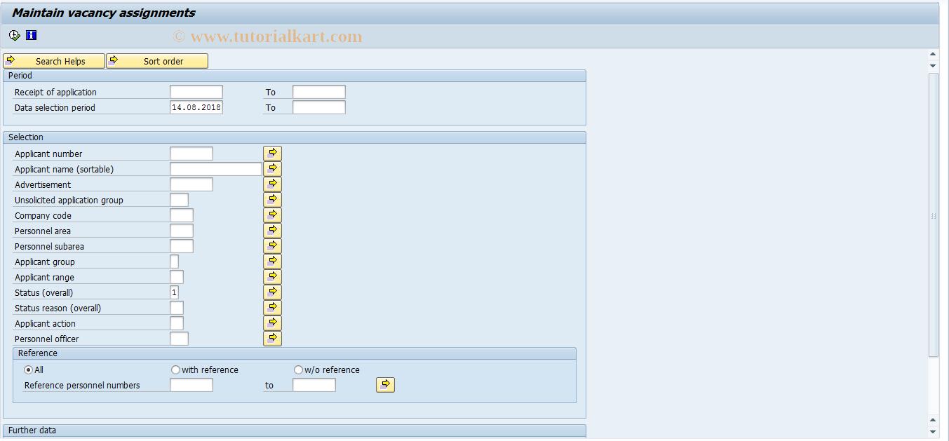 SAP TCode PBAB - Maintain vacancy assignments