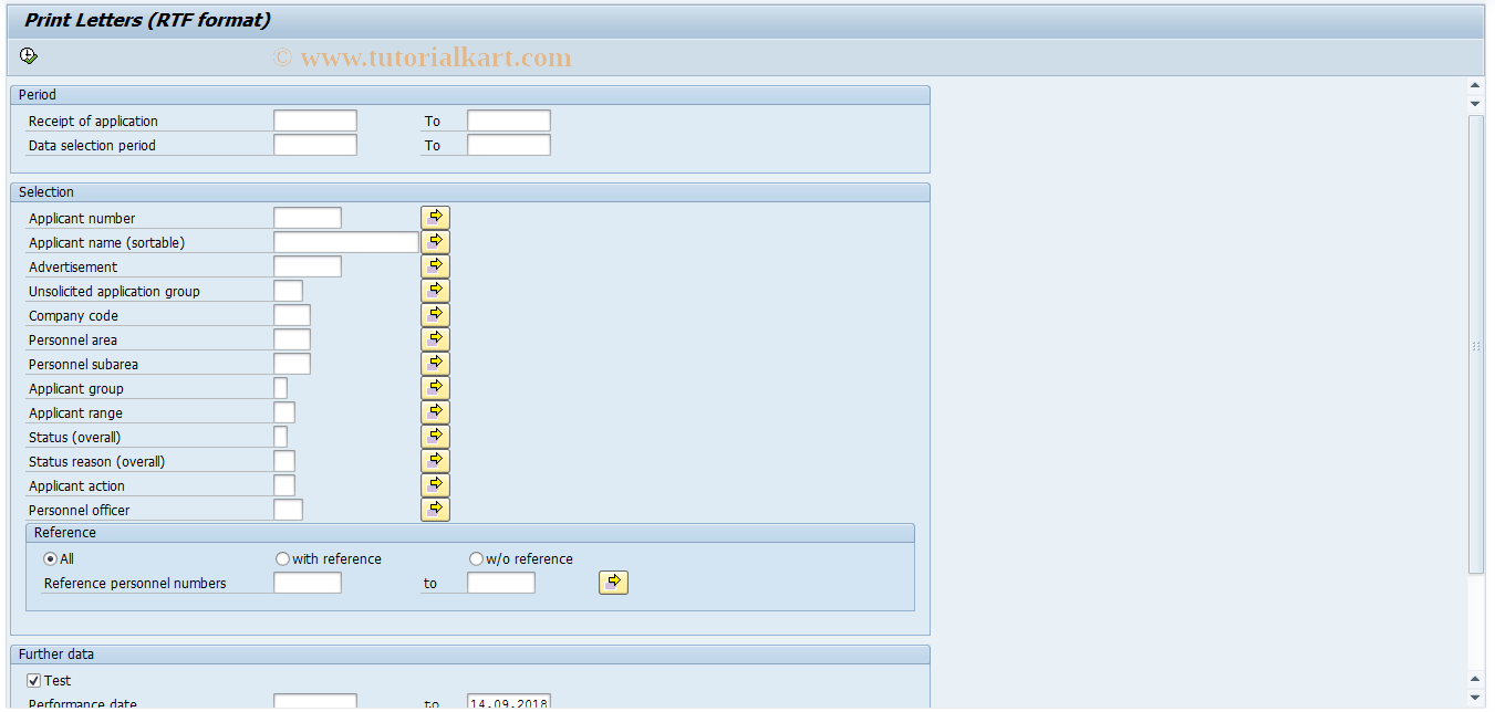 SAP TCode PBAD - Recurring tasks: Print letters