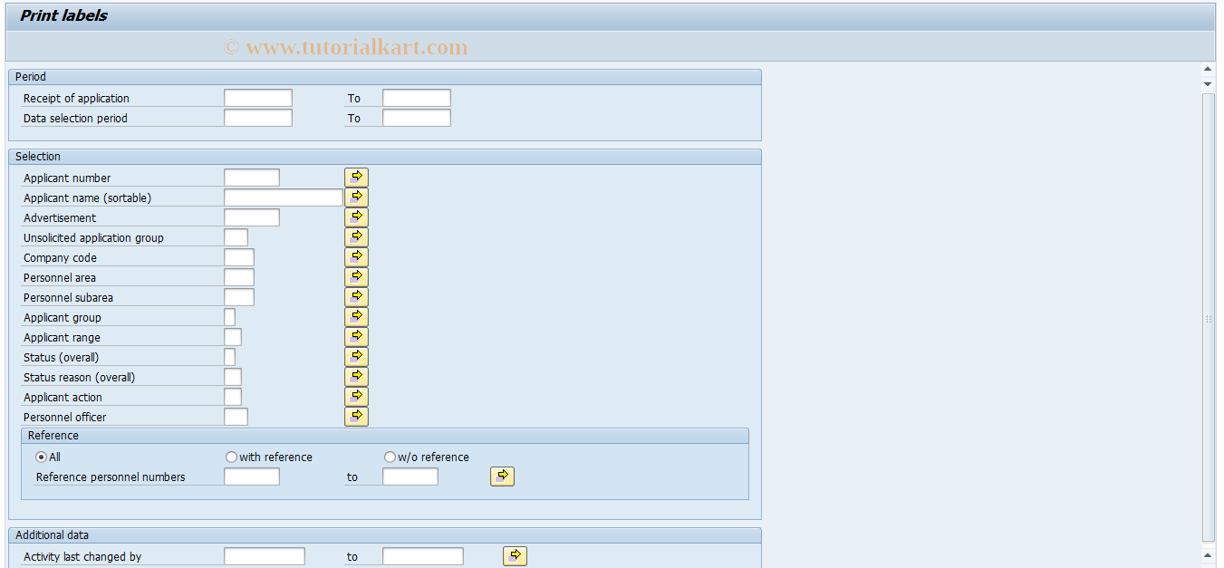 SAP TCode PBAK - Recurring Tasks: Print Labels