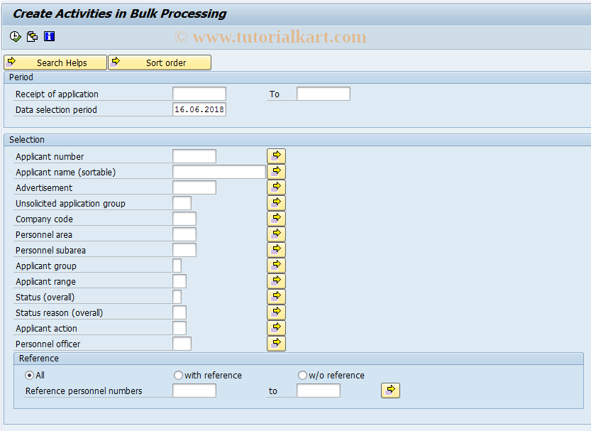 SAP TCode PBAL - Bulk processing