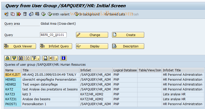 SAP TCode PBAO - ABAP Query