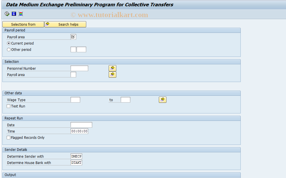 SAP TCode PC00_M00_CDCP - DME Prel.Program Collective Transfer