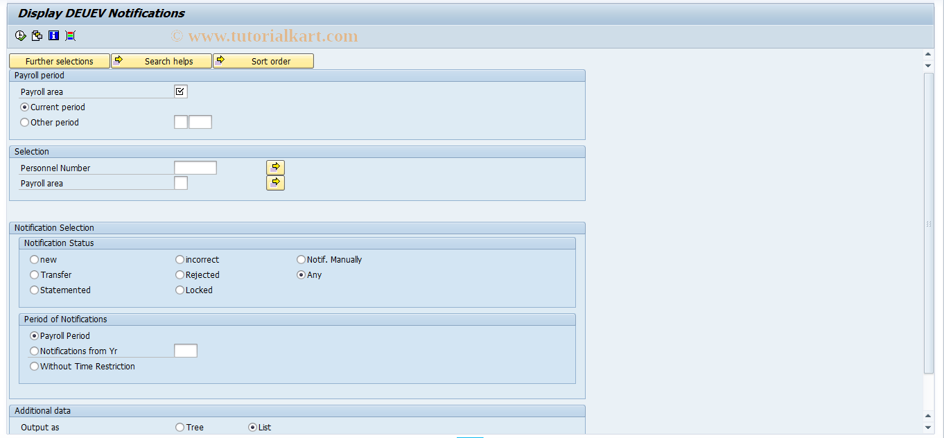 SAP TCode PC00_M01_ANZDEUEV - List DUEVO Notifics