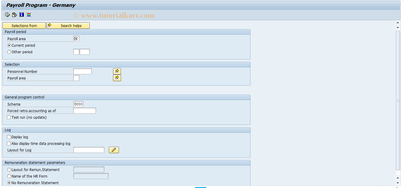 SAP TCode PC00_M01_CALC - Payroll for Germany