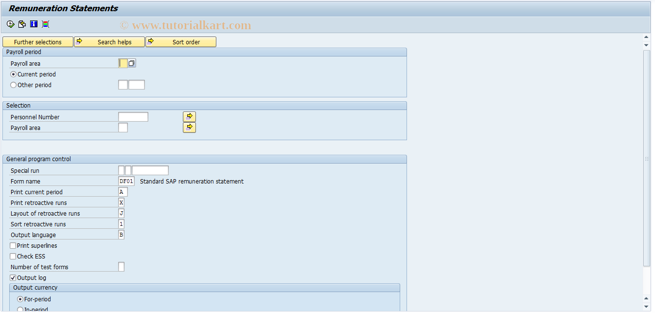 SAP TCode PC00_M01_CEDT - Remuneration Statements