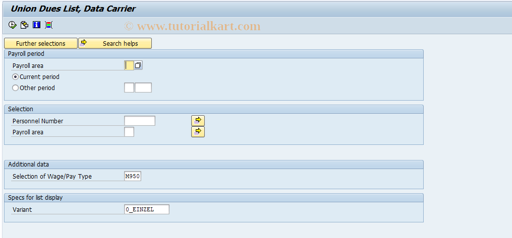 SAP TCode PC00_M01_CGEWD1 - Union Dues List, Data Medium