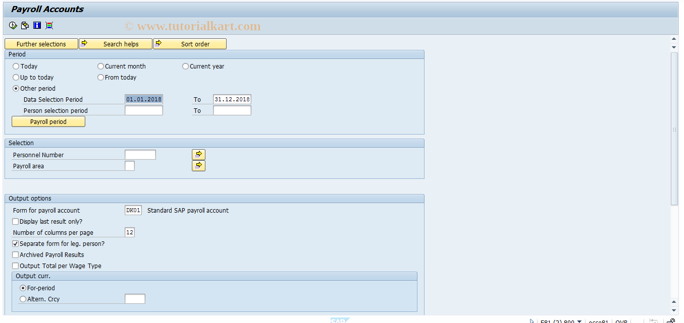 SAP TCode PC00_M01_CKTO - Payroll account