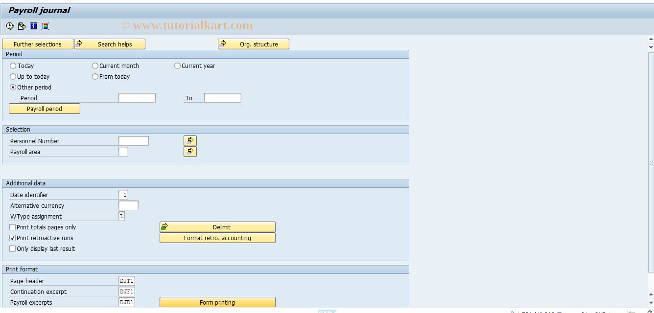 SAP TCode PC00_M01_CLJN - Payroll journal
