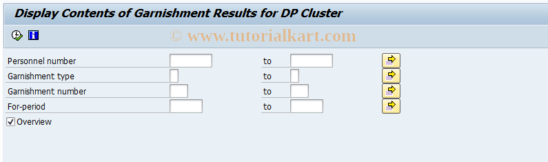 SAP TCode PC00_M01_CLSTDP - Display Garn. Results (Cluster DP)