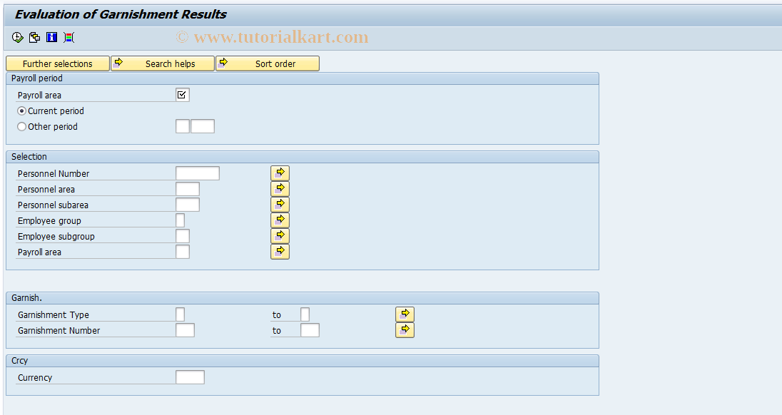 SAP TCode PC00_M01_CPL1 - Evaluation of Garnishment Results