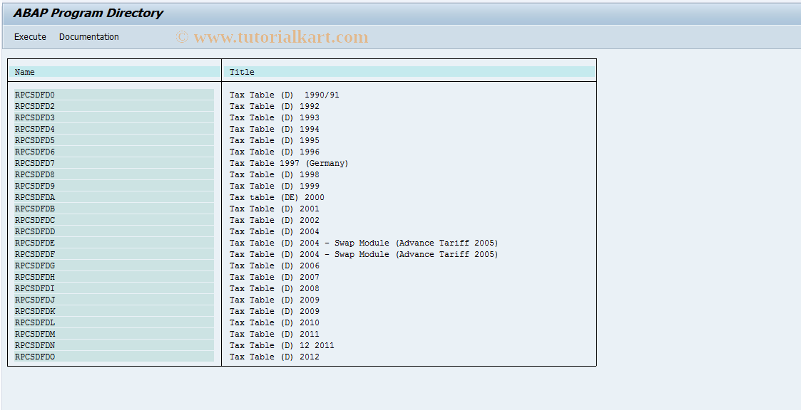 SAP TCode PC00_M01_CSDF - Tax Formulas