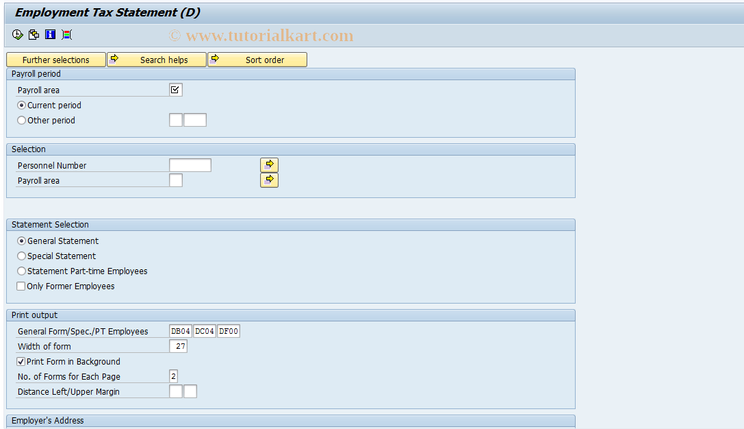 SAP TCode PC00_M01_CSTB - Employment Tax Statement (G)