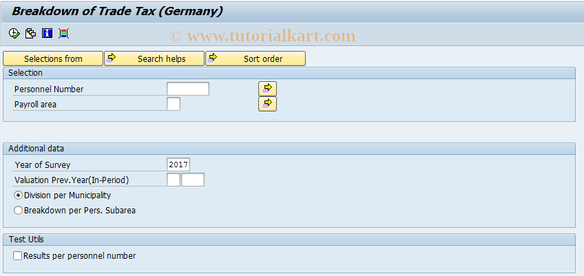 SAP TCode PC00_M01_CSTG - Breakdown of Trade Tax (Germany)