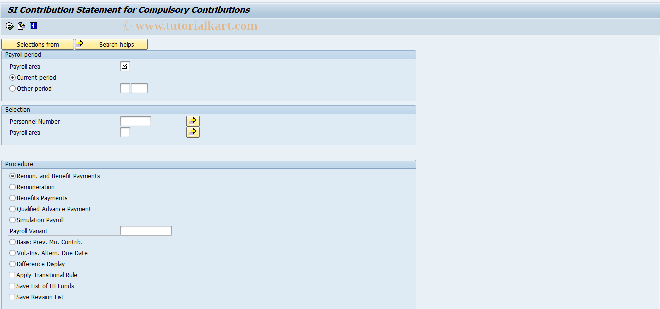 SAP TCode PC00_M01_CSVBD2 - SI Contribution Statement