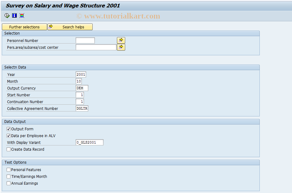 SAP TCode PC00_M01_EHGL - Create Remuneration Survey