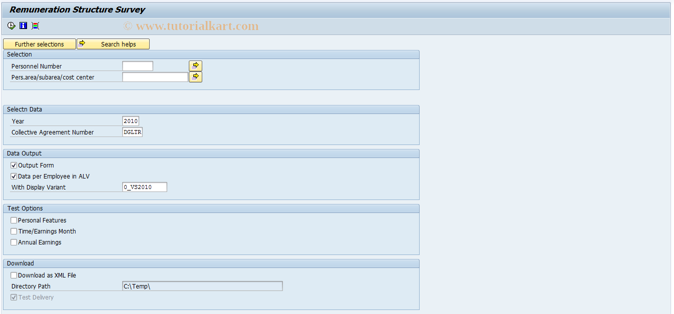 SAP TCode PC00_M01_EHVS - Remuneration Structure Survey