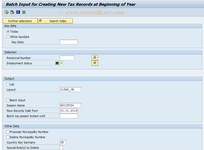 SAP TCode PC00_M01_IJST - Batch Input for New Tax Rates