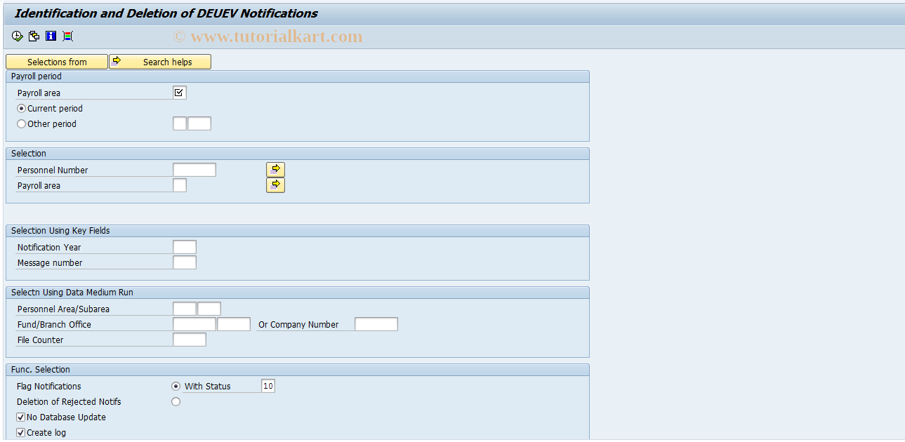 SAP TCode PC00_M01_KENNZMLDG - Indicate DEUEV Notifications