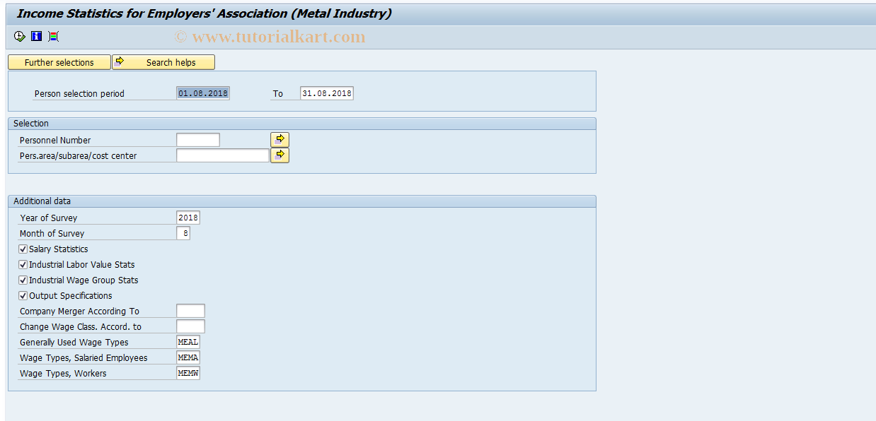 SAP TCode PC00_M01_LEHE - Model: Remuneration Statistics Metal