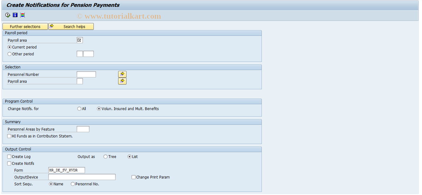 SAP TCode PC00_M01_LSVC - Pension Payment Notifications