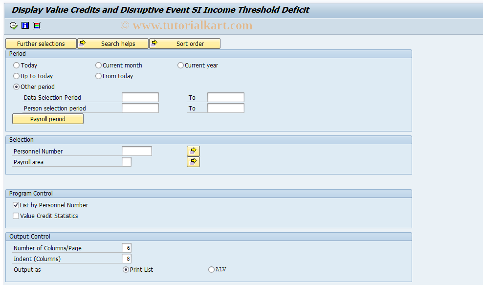 SAP TCode PC00_M01_LSVWD0 - Display Value Credit and SI ITD