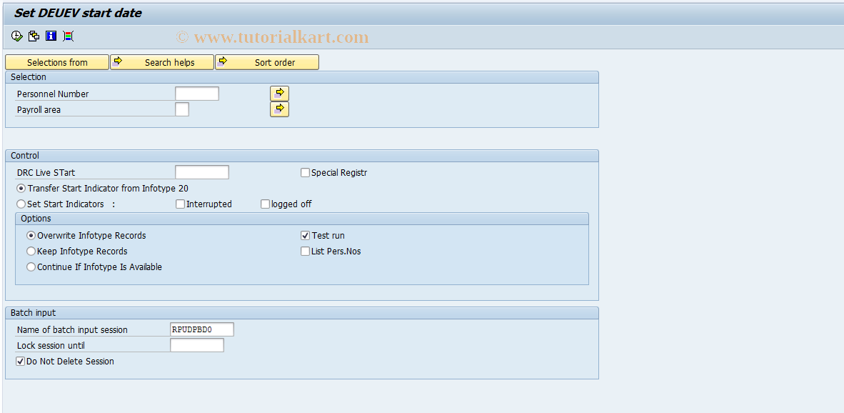 SAP TCode PC00_M01_PRDBEG - Define DEUEV Start