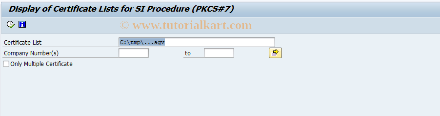 SAP TCode PC00_M01_RPUSVMD0 - SI: Display Certificate Lists
