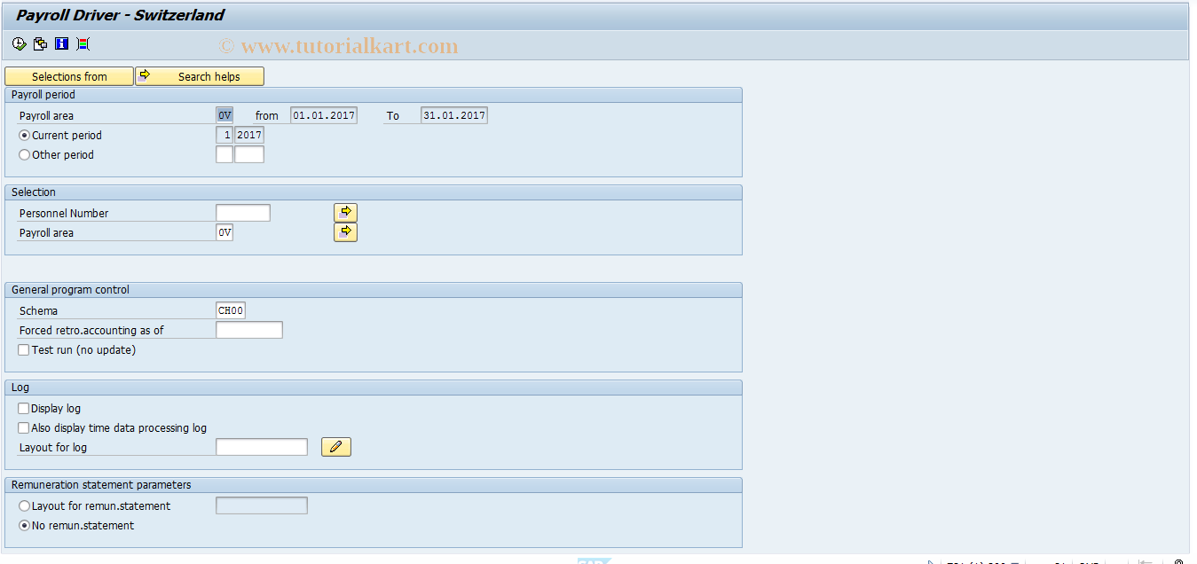 SAP TCode PC00_M02_CALC - Payroll Switzerland