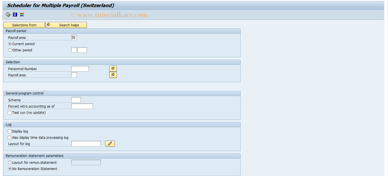 SAP TCode PC00_M02_CALCCM - Scheduler for Multiple Payroll (CH)