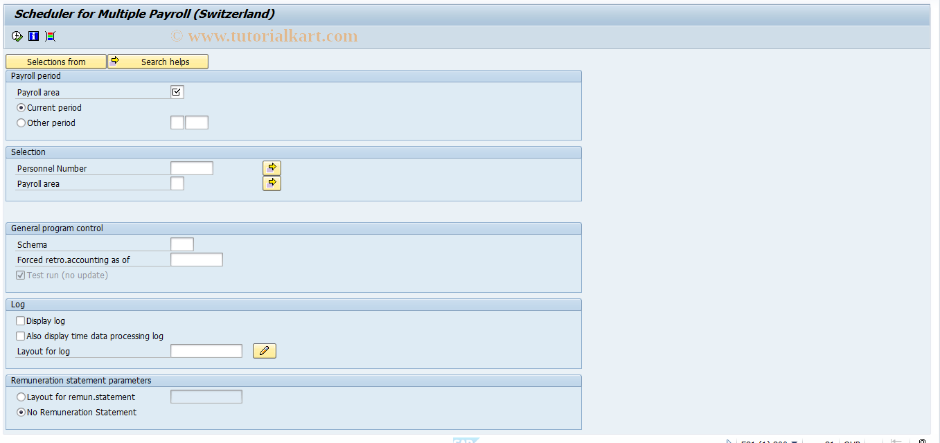 SAP TCode PC00_M02_CALCCM_SM - Simu. Scheduler Multiple Payroll CH